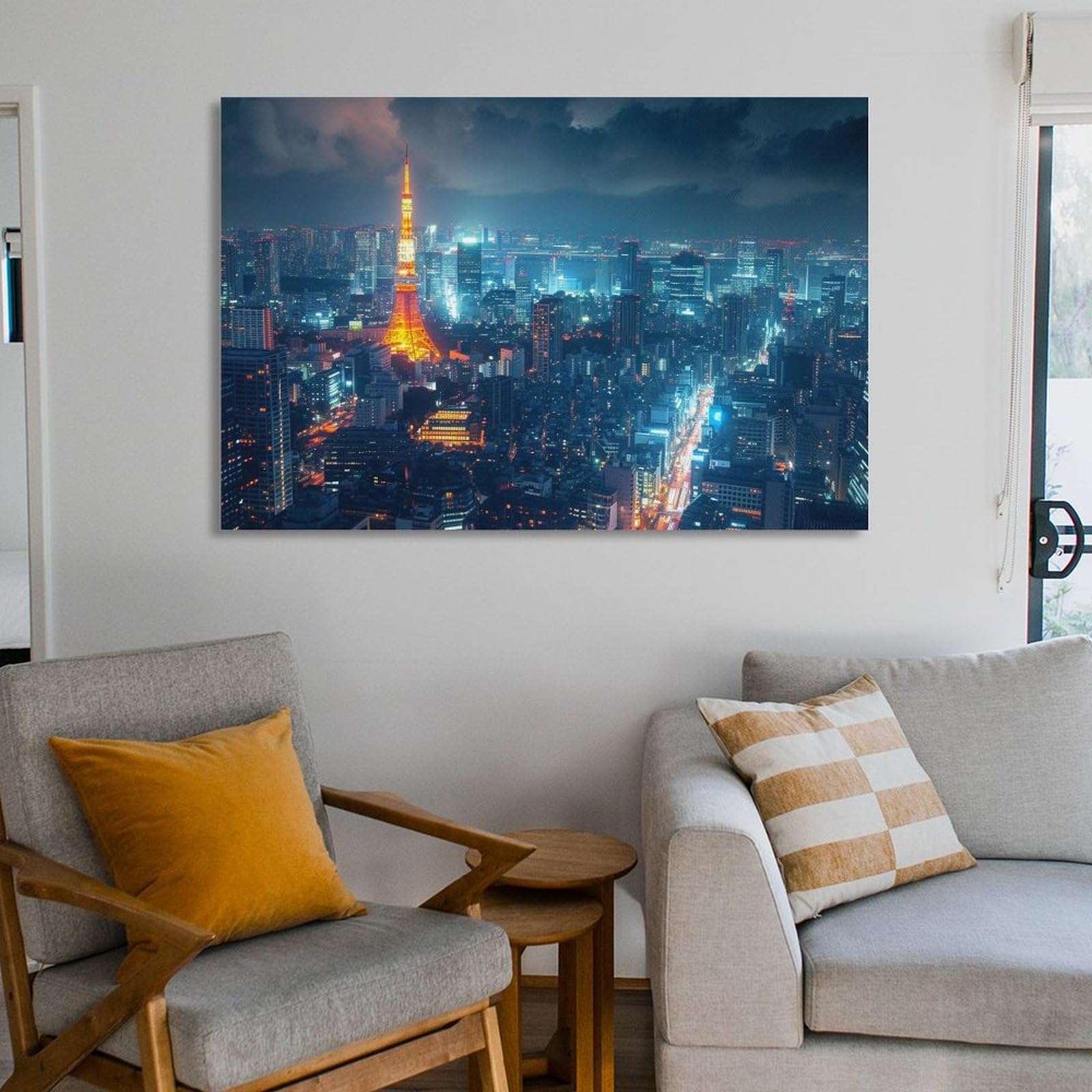 Amazon.co.jp: 絵画 東京の夜景インテリア 絵画 雄大な日本建築 魅力的